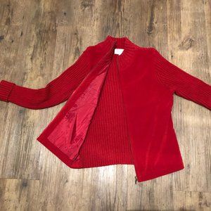 Petite Zip-Up Faux Suede Sweater Jacket